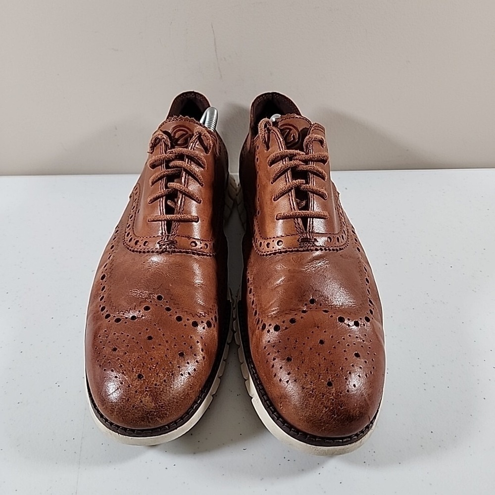 Cole Haan ZeroGrand Wingtip Oxford Shoe Leather British Tan C14493 Mens 11.5 M - Picture 2 of 11